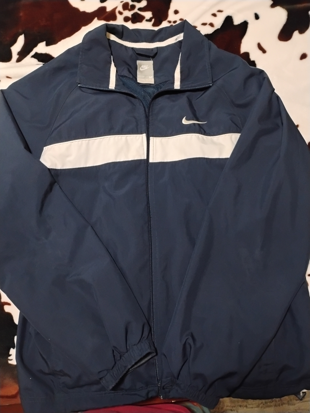 Nike Navy Blue and White Windbreaker Jacket